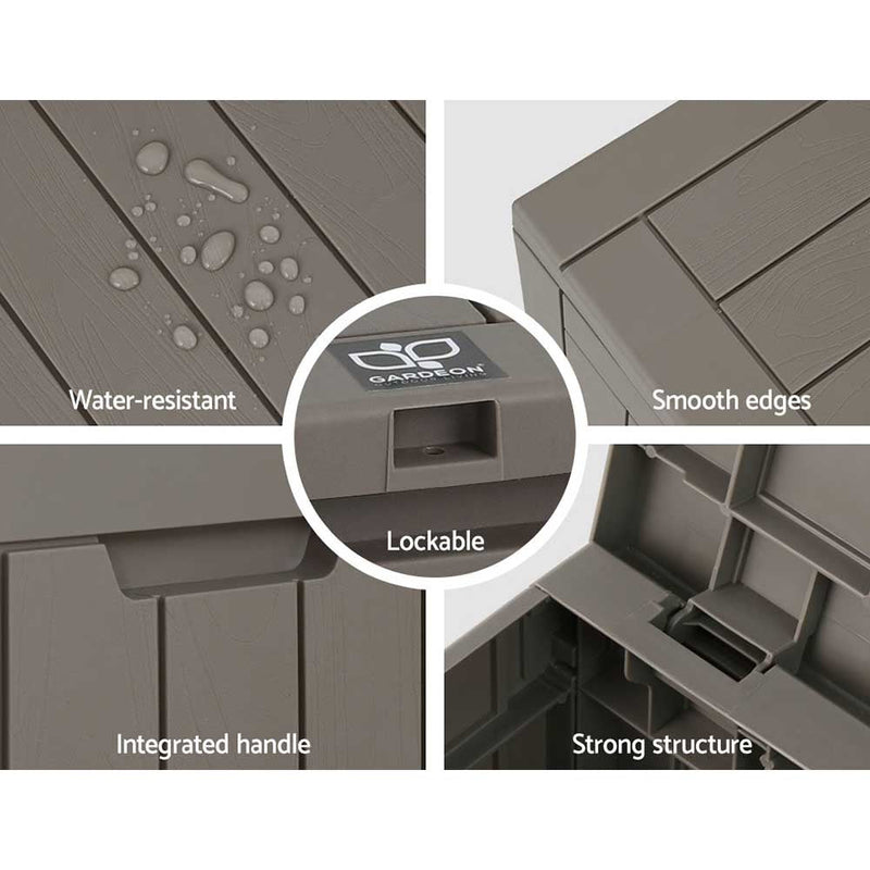 Home & Garden > Storage - Gardeon Outdoor Storage Box 118L Container Lockable Indoor Garden Toy Tool Shed Grey - Garden Yard