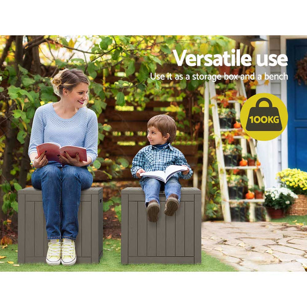 Home & Garden > Storage - Gardeon Outdoor Storage Box 118L Container Lockable Indoor Garden Toy Tool Shed Grey - Garden Yard
