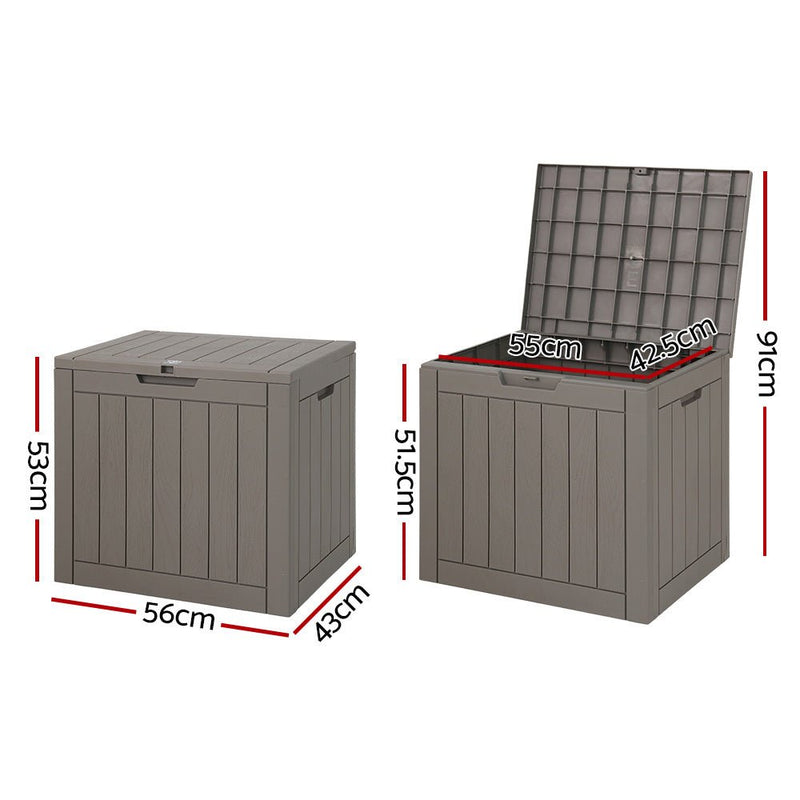Home & Garden > Storage - Gardeon Outdoor Storage Box 118L Container Lockable Indoor Garden Toy Tool Shed Grey - Garden Yard