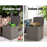 Home & Garden > Storage - Gardeon Outdoor Storage Box 118L Container Lockable Indoor Garden Toy Tool Shed Grey - Garden Yard