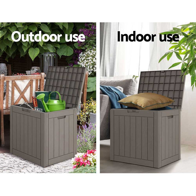 Home & Garden > Storage - Gardeon Outdoor Storage Box 118L Container Lockable Indoor Garden Toy Tool Shed Grey - Garden Yard