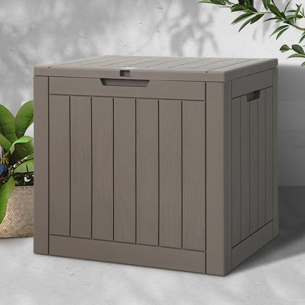 Home & Garden > Storage - Gardeon Outdoor Storage Box 118L Container Lockable Indoor Garden Toy Tool Shed Grey - Garden Yard