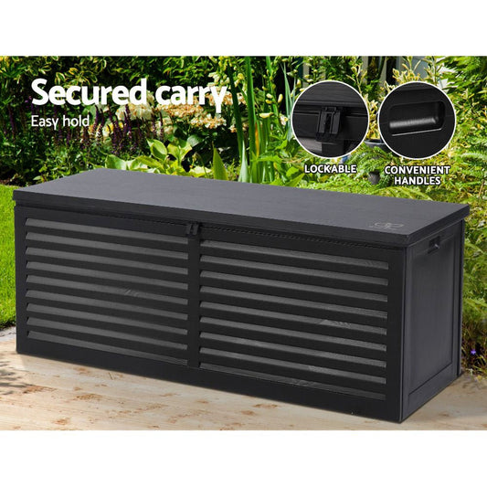 Home & Garden > Storage - Gardeon Outdoor Storage Box 390L Container Lockable Toy Tools Shed Deck Garden - Garden Yard