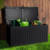 Home & Garden > Storage - Gardeon Outdoor Storage Box Container Garden Toy Indoor Tool Chest Sheds 270L Black - Garden Yard