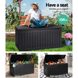 Home & Garden > Storage - Gardeon Outdoor Storage Box Container Garden Toy Indoor Tool Chest Sheds 270L Black - Garden Yard
