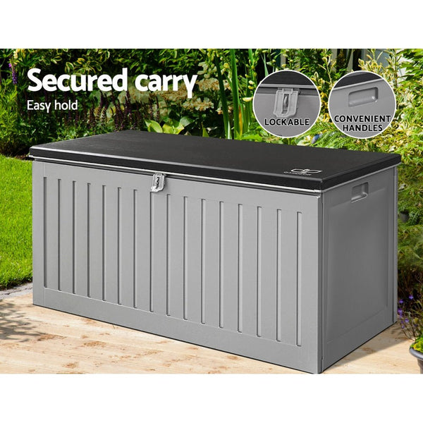 Home & Garden > Storage - Gardeon Outdoor Storage Box Container Garden Toy Indoor Tool Chest Sheds 270L Dark Grey - Garden Yard