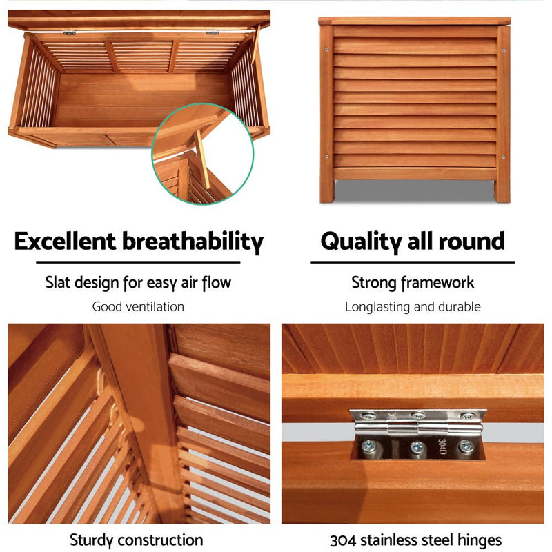 Home & Garden > Storage - Gardeon Outoor Fir Wooden Storage Bench - Garden Yard