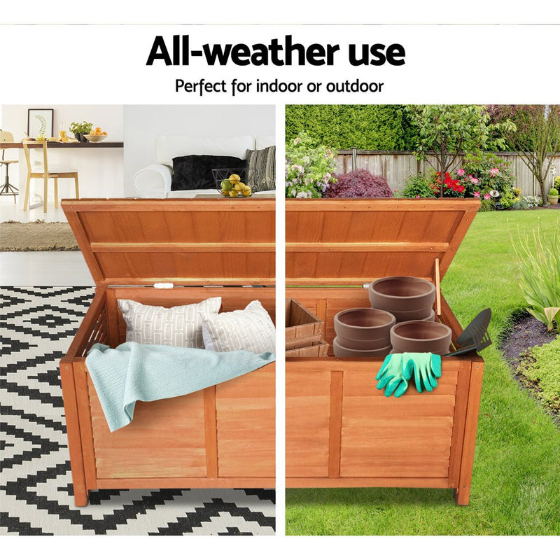 Home & Garden > Storage - Gardeon Outoor Fir Wooden Storage Bench - Garden Yard