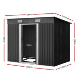 Home & Garden > Storage - Giantz Garden Shed Outdoor Storage Sheds 2.38x1.31M Tool Metal Base House Grey - Garden Yard