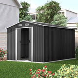Home & Garden > Storage - Giantz Garden Shed Outdoor Storage Sheds 2.6x3.9x2M Workshop Metal Base Grey - Garden Yard
