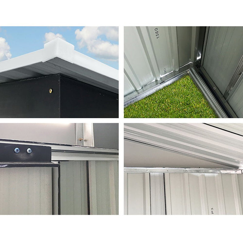 Home & Garden > Storage - Giantz Garden Shed Outdoor Storage Sheds 2.6x3.9x2M Workshop Metal Base Grey - Garden Yard