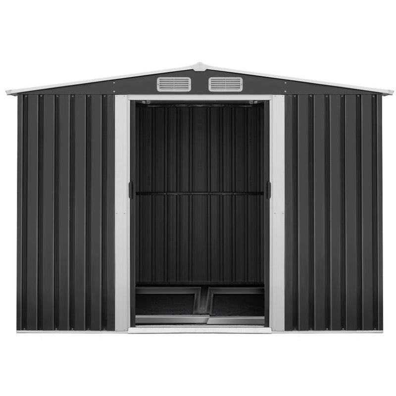 Home & Garden > Storage - Giantz Garden Shed Outdoor Storage Sheds 2.6x3.9x2M Workshop Metal Base Grey - Garden Yard