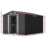 Home & Garden > Storage - Giantz Garden Shed Outdoor Storage Sheds 2.6x3.9x2M Workshop Metal Base Grey - Garden Yard