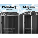 Home & Garden > Storage - Giantz Garden Shed Outdoor Storage Sheds 2.6x3.9x2M Workshop Metal Base Grey - Garden Yard