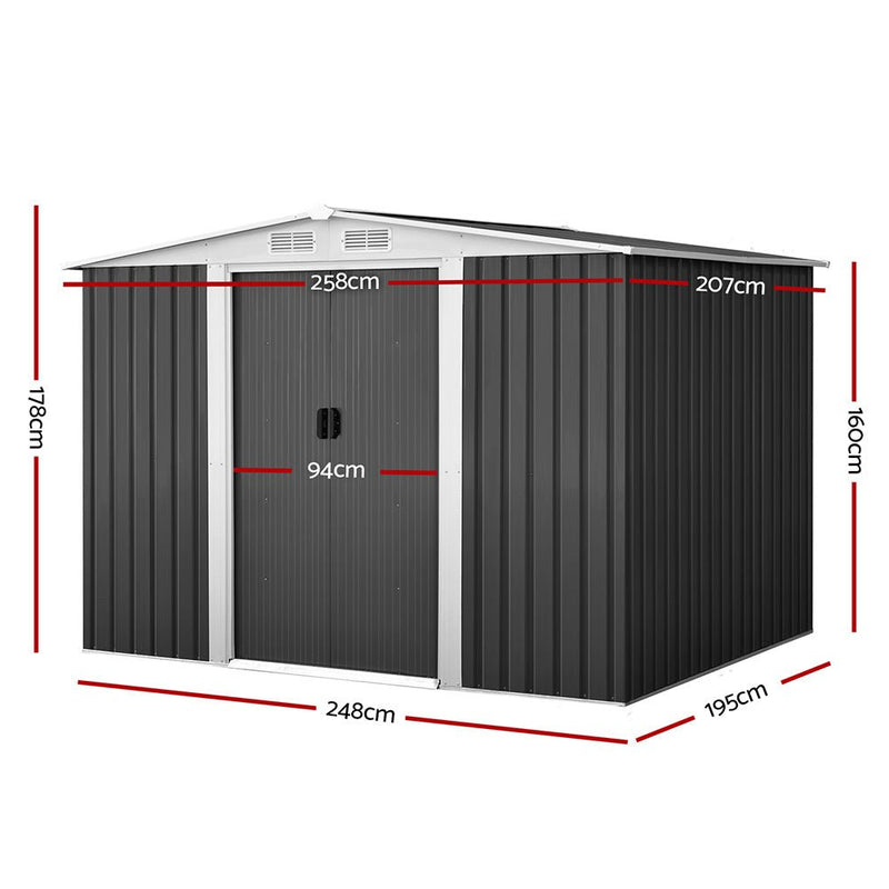 Home & Garden > Storage - Giantz Garden Shed Outdoor Storage Sheds Tool Workshop 2.58X2.07M - Garden Yard