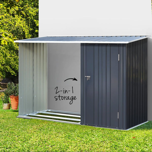 Home & Garden > Storage - Giantz Garden Shed Sheds Outdoor Tool 2.49x1.04M Storage Workshop House Galvanised Steel - Garden Yard