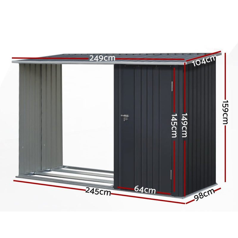 Home & Garden > Storage - Giantz Garden Shed Sheds Outdoor Tool 2.49x1.04M Storage Workshop House Galvanised Steel - Garden Yard
