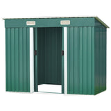 Home & Garden > Storage - Wallaroo 4ft x 8ft Garden Shed Flat Roof Outdoor Storage - Green - Garden Yard