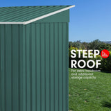 Home & Garden > Storage - Wallaroo 4ft x 8ft Garden Shed Flat Roof Outdoor Storage - Green - Garden Yard