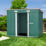 Home & Garden > Storage - Wallaroo 4ft x 8ft Garden Shed Flat Roof Outdoor Storage - Green - Garden Yard