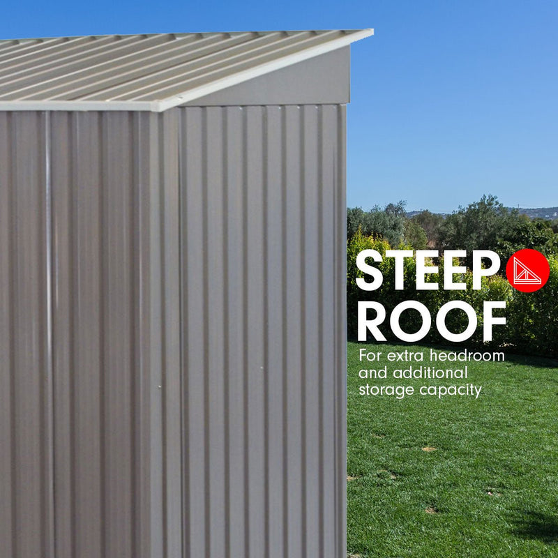Home & Garden > Storage - Wallaroo 4ft x 8ft Garden Shed Flat Roof Outdoor Storage - Grey - Garden Yard