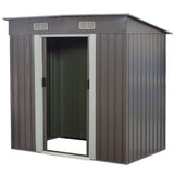 Home & Garden > Storage - Wallaroo 4ft x 8ft Garden Shed with Base Flat Roof Outdoor Storage - Grey - Garden Yard