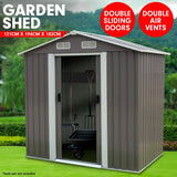 Home & Garden > Storage - Wallaroo Garden Shed Spire Roof 4ft x 6ft Outdoor Storage Shelter - Grey - Garden Yard