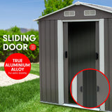Home & Garden > Storage - Wallaroo Garden Shed Spire Roof 4ft x 6ft Outdoor Storage Shelter - Grey - Garden Yard