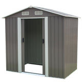 Home & Garden > Storage - Wallaroo Garden Shed Spire Roof 4ft x 6ft Outdoor Storage Shelter - Grey - Garden Yard