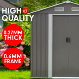 Home & Garden > Storage - Wallaroo Garden Shed Spire Roof 4ft x 6ft Outdoor Storage Shelter - Grey - Garden Yard